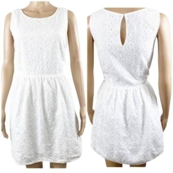 JOIE Soleil eyelet white sleeveless dress size  large Style J463-31334 - Picture 1 of 9